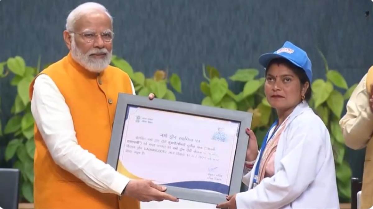 prime minister narendra modi distributes drones among namo drone didis in delhi