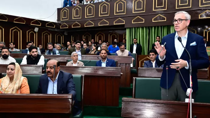 Jammu Kashmir News: जम्मू-कश्मीर विधानसभा में मुख्यमंत्री उमर अब्दुल्ला (पीटीआई फोटो)