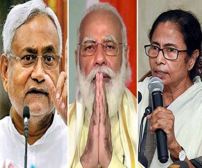 बिहार के मुख्यमंत्री नीतीश कुमार, प्रधानमंत्री नरेंद्र मोदी एवं बंगाल की मुख्यमंत्री ममता बनर्जी। फाइल तस्वीरें।