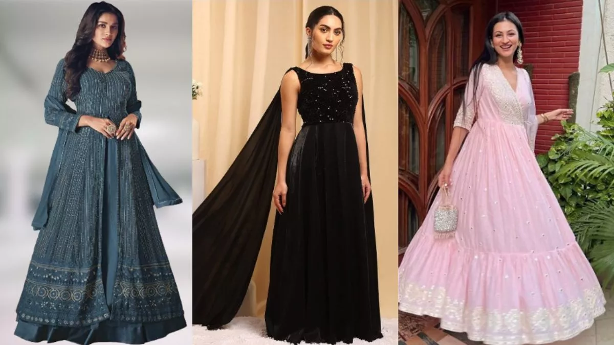 Roopkalan Women Gown Dark Blue Dress - Buy Roopkalan Women Gown Dark Blue  Dress Online at Best Prices in India | Flipkart.com