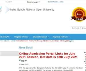 IGNOU Admission 2021: इंदिरा गांधी नेशनल ओपन यूनिवर्सिटी (Indira Gandhi National Open University, IGNOU)