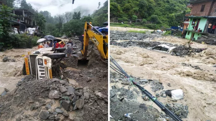 कुल्लू के आनी में बादल फटने से भारी नुकसान हुआ है।