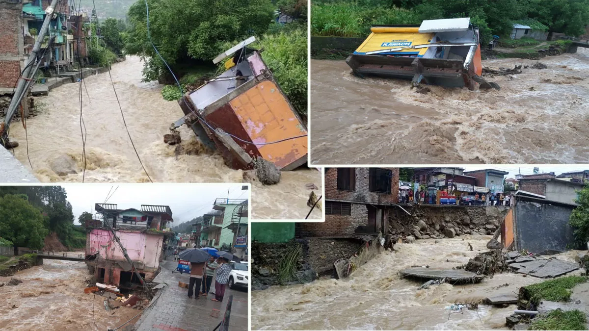 Uttarakhand Weather : उत्तरकाशी में भारी बारिश से उफान पर नदी-नाले, कई दुकानें बहीं, तस्‍वीरों में देखें तबाही