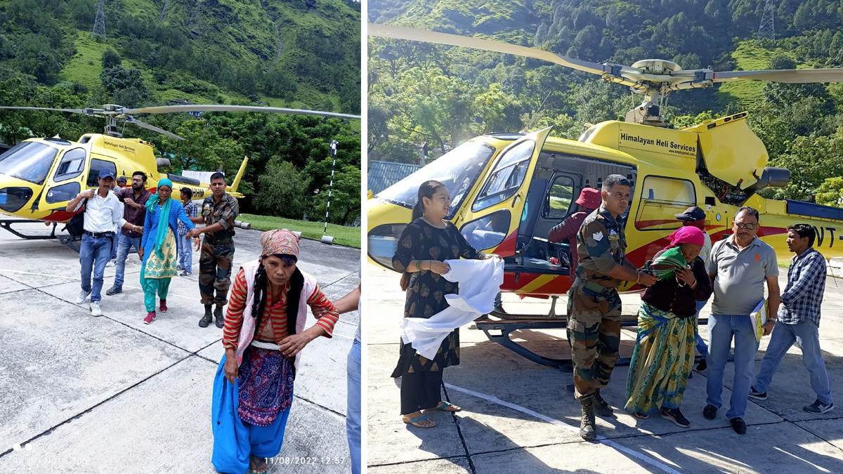 आपदा प्रभावित धारचूला में फैला वायरल, चार महिलाओं को हेलीकॉप्टर से रेस्क्यू किया