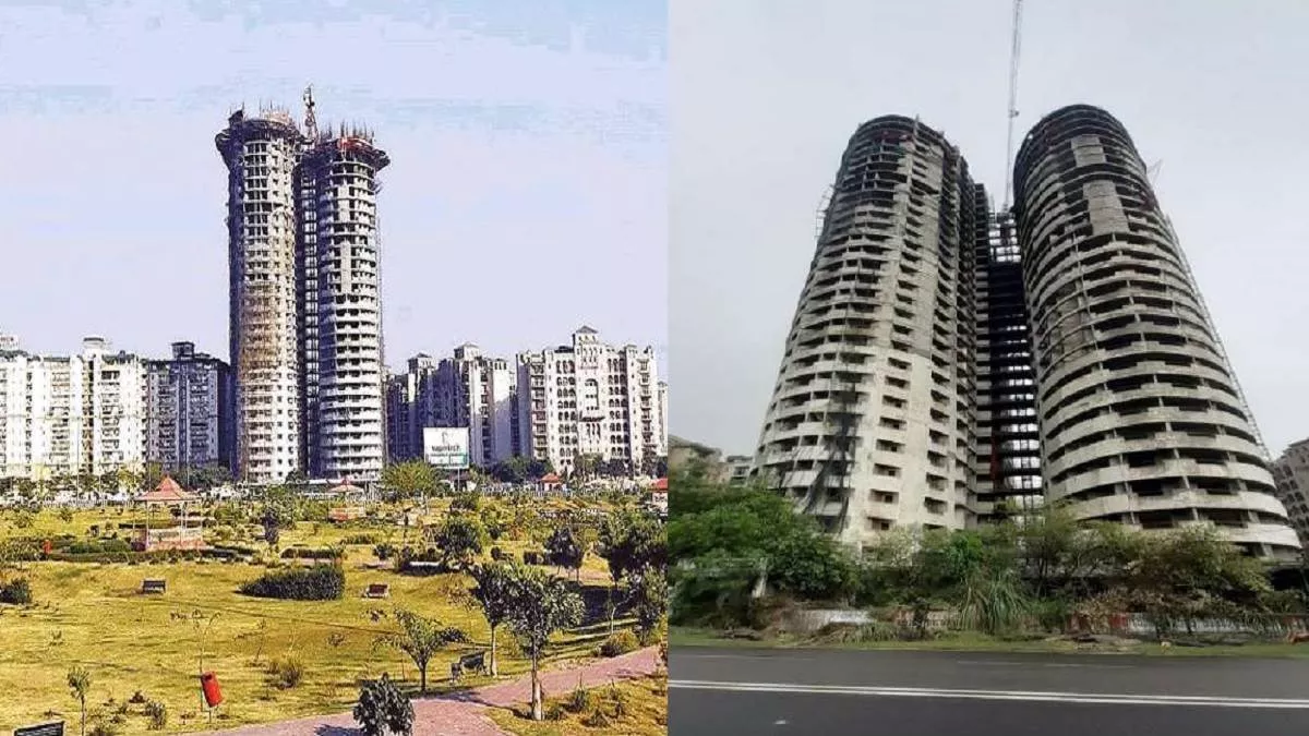 Noida Twin Towers Demolition: सुपरटेक के दोनों टावरों को ढहाने की तैयारी तेज, कपड़े से ढके गए आसपास के टावर