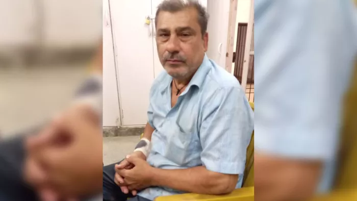 रेवाड़ी में पुलिस लाइन के सामने स्क्रैप व्यापारी से लूट (पीड़ित व्यापारी लक्ष्मीनारायण)