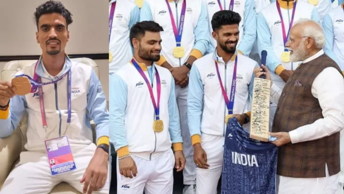 Rinku Singh: एशियाई खेलो में रिंकू ने जिस बल्ले से लगाए चौके-छक्के, प्रधानमंत्री को किया भेंट