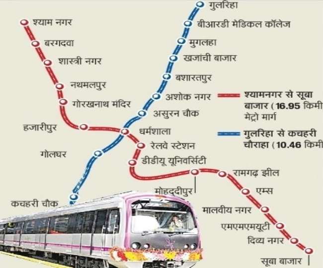 गोरखपुर मेट्रो का प्रस्‍ताव‍ित रूट। - फाइल फोटो