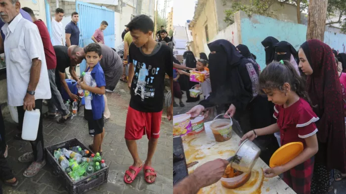 Israel-Hamas War: विस्थापितों से भरे शेल्टर होम... खाने और पानी के लिए तरसे लोग (फोटो एपी)