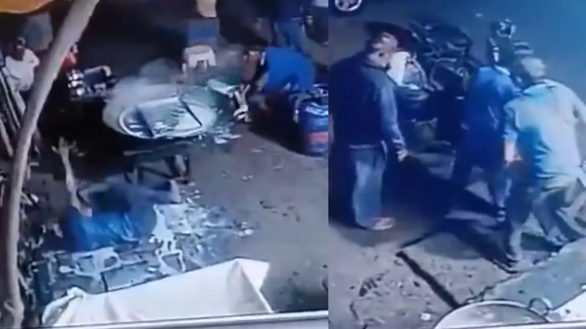 नशे की हालत में हलवाई की दुकान में पहुंचा शख्स, गर्म दूध की कढ़ाई में गिरा; VIDEO वायरल