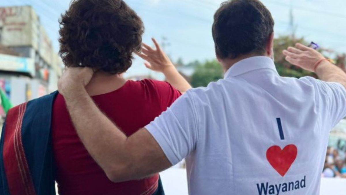 rahul gandhi kerala wayanad road show priyanka gandhi political campaign wear i love wayanad tshirt