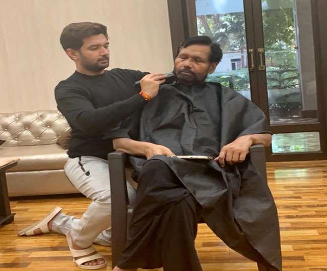 Chirag tweets shaving video of father Ram Vilas Paswan during lockdown  Users comment Well done