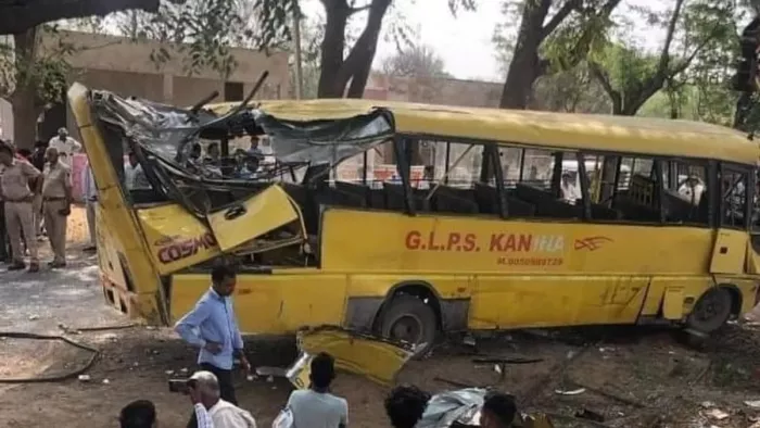 Mahendragarh School Bus accident महेंद्रगढ़ बस हादसे में प्रिंसिपल की भी गलती।