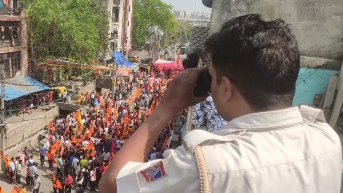 जहांगीरपुरी में हनुमान जयंती जुलूस को लेकर सुरक्षा बढ़ी।