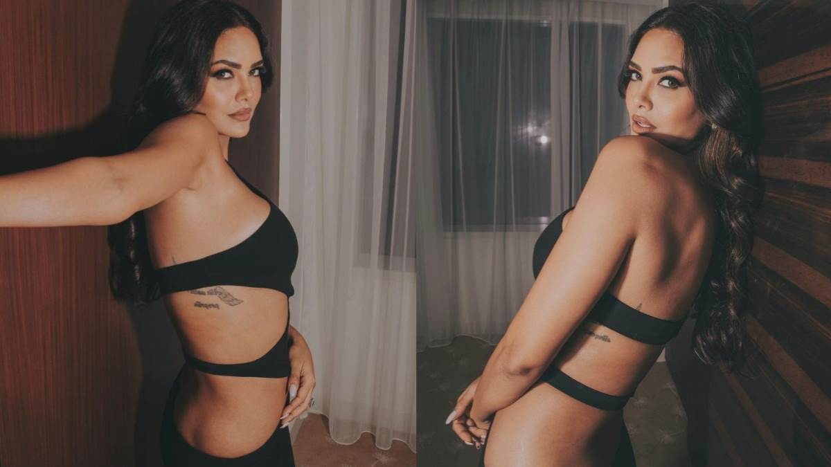 esha gupta made fans hearts beat in a deep neck black fitting dress users said sizzling hot