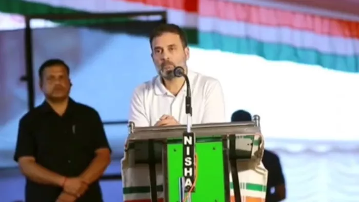 कांग्रेस सांसद राहुल गांधी वायनाड में एक सभा को संबोधित करते हुए। (फोटो- कांग्रेस ट्विटर)