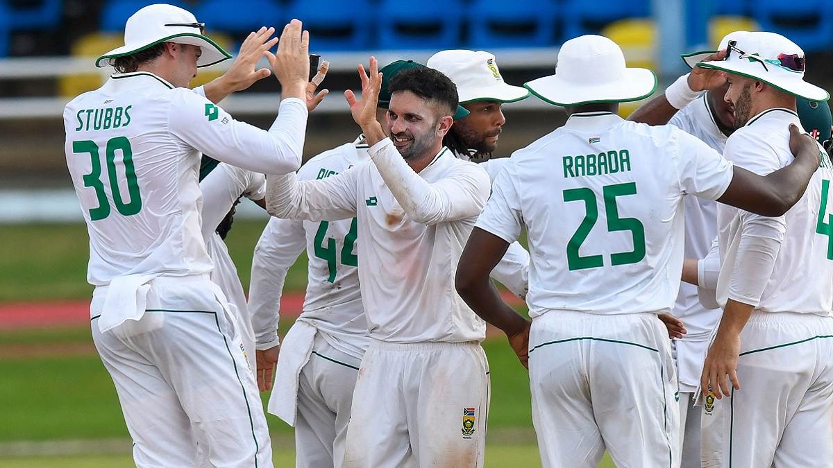 west indies vs south africa 1st test ends on draw as keshav maharaj shines