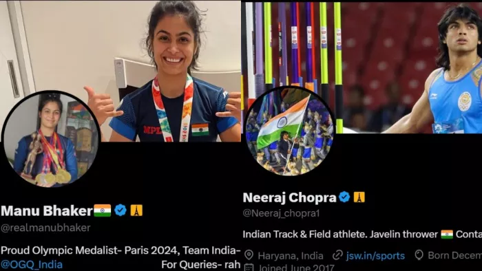 एक्स ने नीरज चोपड़ा और मनु भाकर को दिया खास सम्मान।