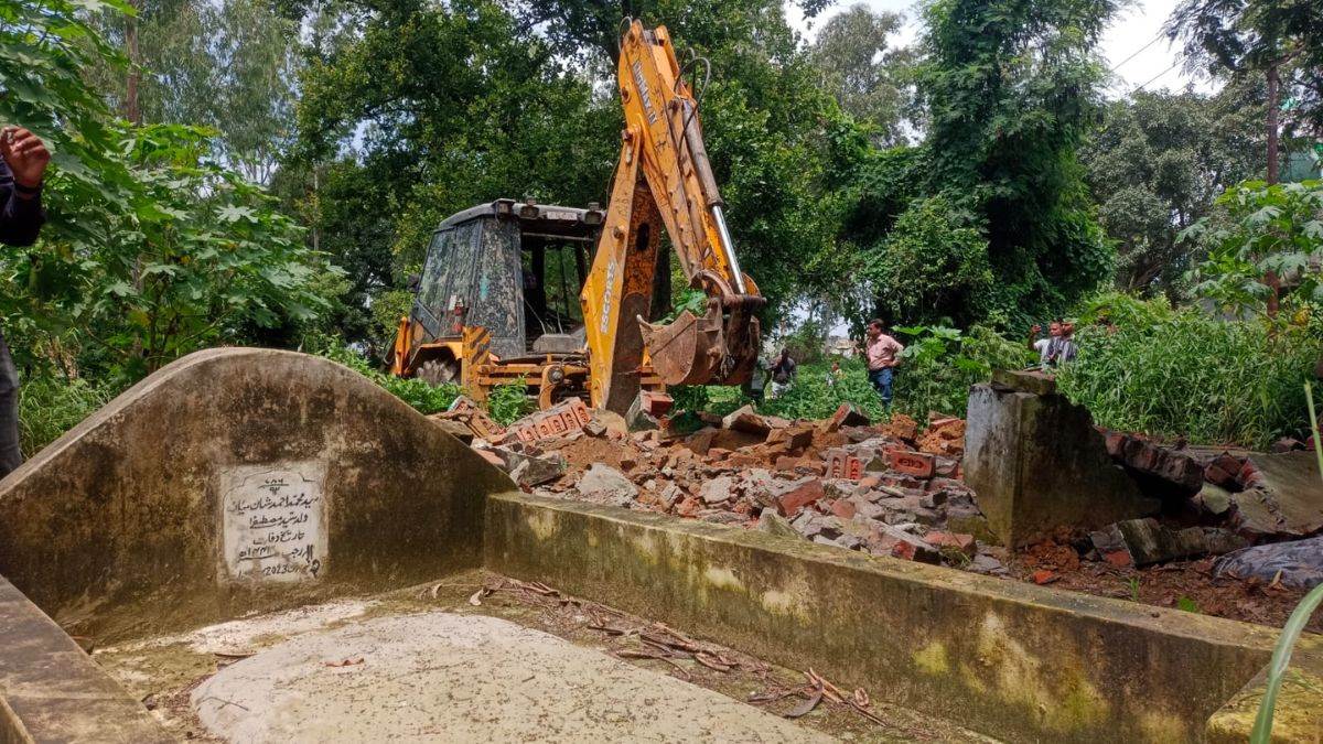 sambhal news up government land freed from illegal cemetery encroachment