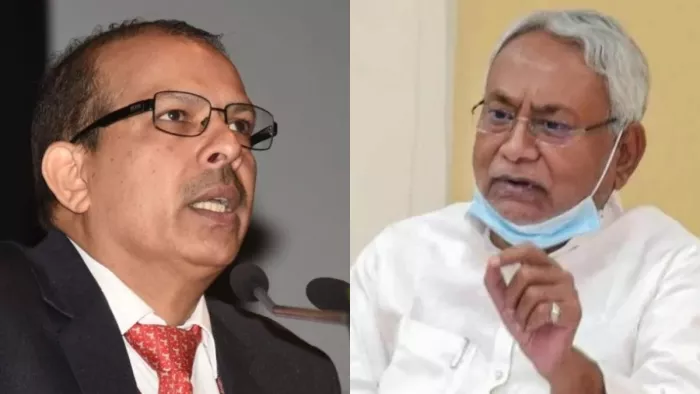 शिक्षा विभाग के अपर मुख्य सचिव केके पाठक (बाएं), CM नीतीश कुमार (दाएं)