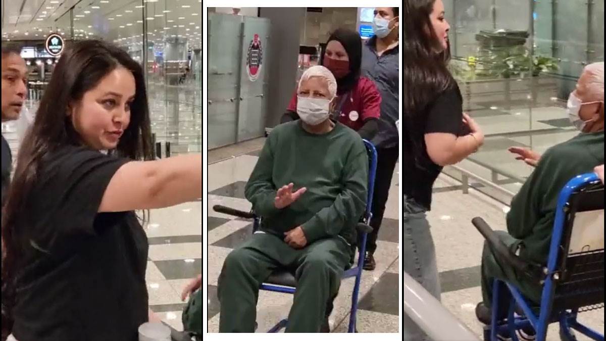 लालू यादव और उनकी बेटी रोहिणी आचार्य सिंगापुर में। रोहिणी के वीडियो से साभार