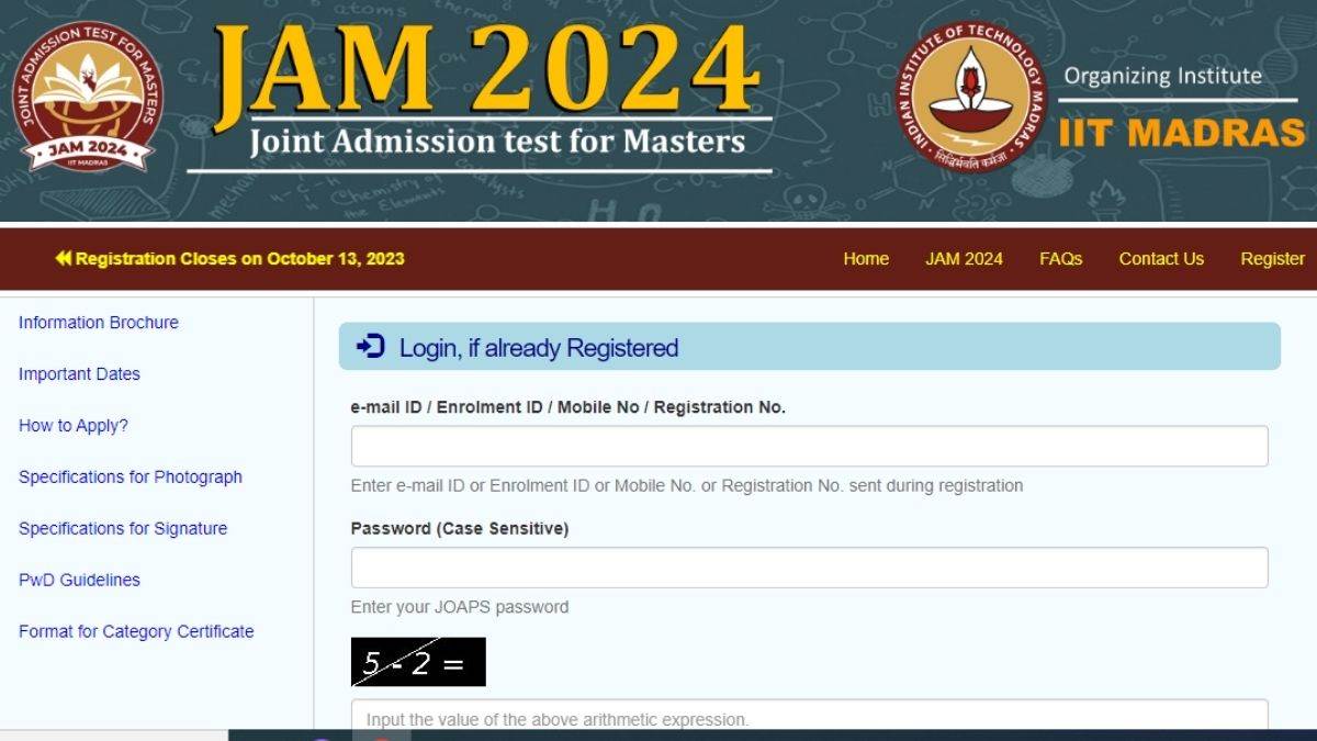 iit jam 2024 iit madras will close the registration process for joint admission test 2024 on october 13 2023 apply at jam iitm ac in