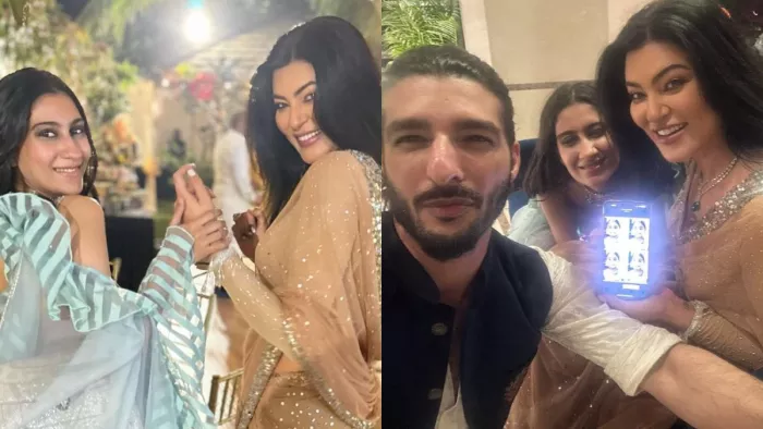 Sushmita Sen with Daughter Renee and Ex Boyfriend Rohman Shawl at Shilpa Shetty Diwali Party