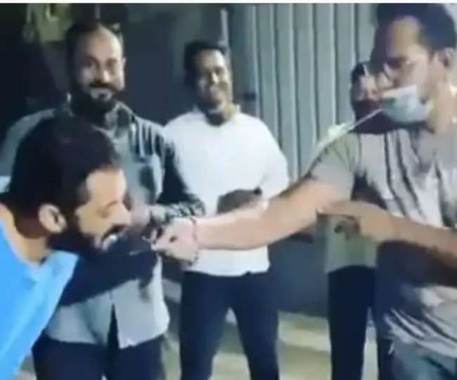salman khan bodyguard celebrates his birthday on antim the final truth set but actor not ate cake video viral on social media
