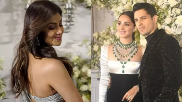 File Photo of Shilpa Shetty (Right) and Kiara Advani and Sidharth Malhotra from Reception (Left)