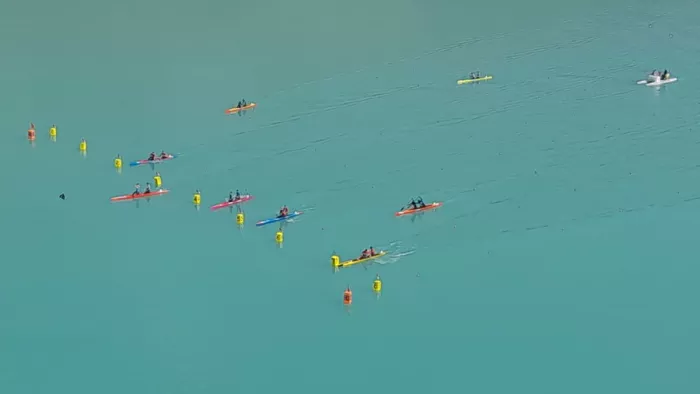 38th National Games: टिहरी झील में आयोजित कयाकिंग प्रतियोगिता। जागरण