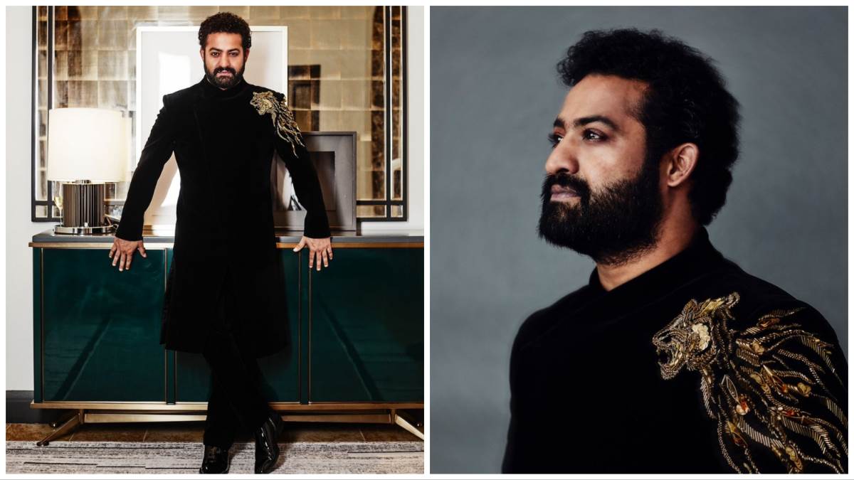 oscar awards 2023 jr ntr look fabulous in designer gaurav gupta sherwani and ramcharan rajamouli stunning at red carpet academy award