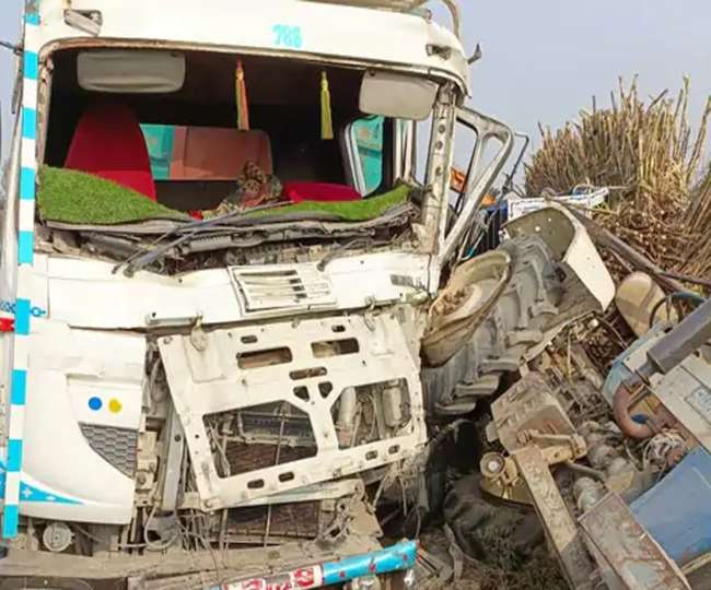 truck collides with tractor trolley tractor driver dies