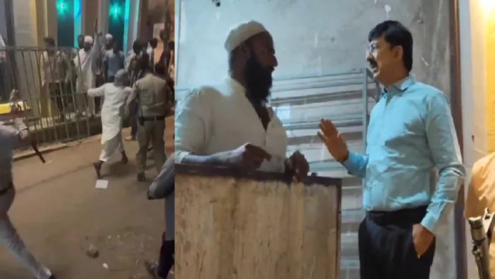 गुना में मस्जिद के पास हनुमान जयंती के जुलूस पर पथराव (फोटो- वीडियो स्क्रीनशॉट)