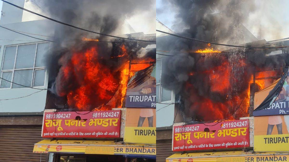 ncr gurugram fire shop engulfed in flames at sabzi mandi