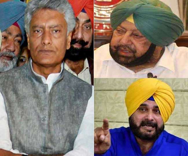 पंजाब कांग्रेस अध्&zwj;यक्ष सुनील जाखड़, पंजाब सीएम कैप्&zwj;टन अमरिंदर सिंह और नवजोत सिंह सिद्धू। (फाइल फोटो)