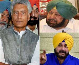 पंजाब कांग्रेस अध्&zwj;यक्ष सुनील जाखड़, पंजाब सीएम कैप्&zwj;टन अमरिंदर सिंह और नवजोत सिंह सिद्धू। (फाइल फोटो)