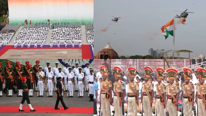 स्वतंत्रता दिवस समारोह से पहले लाल किले पर सशस्त्र बलों ने की फुल ड्रेस रिहर्सल