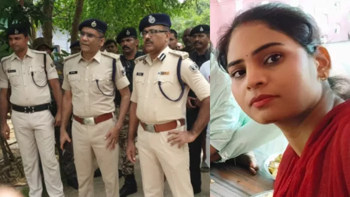 पुलिस लाइन में नीतु के साथ अन्य 5 शव को देखने पहुंचे डीआईजी विवेकानन्द एवं एसएसपी आनंद कुमार। जागरण