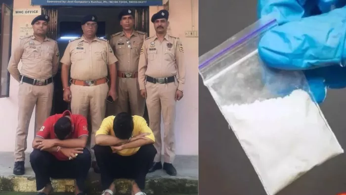 सोलन में चिट्टे के साथ पकड़े गए दो आरोपित पुलिस की गिरफ्त में।