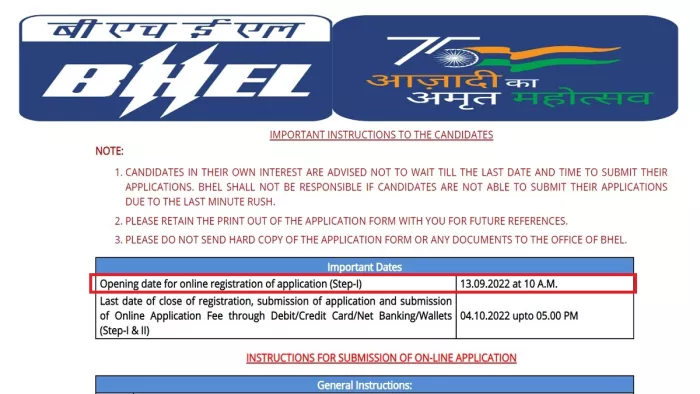 भेल भर्ती 2022 के लिए आवेदन आधिकारिक भर्ती पोर्टल, careers.bhel.in पर करें।