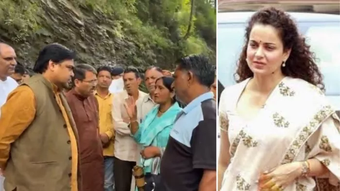 कुल्लू में आपदा प्रभावितों की समस्या सुनते केंद्रीय राज्यमंत्री शांतनु ठाकुर। सांसद कंगना रनौत मंडी से बाहर हैं।