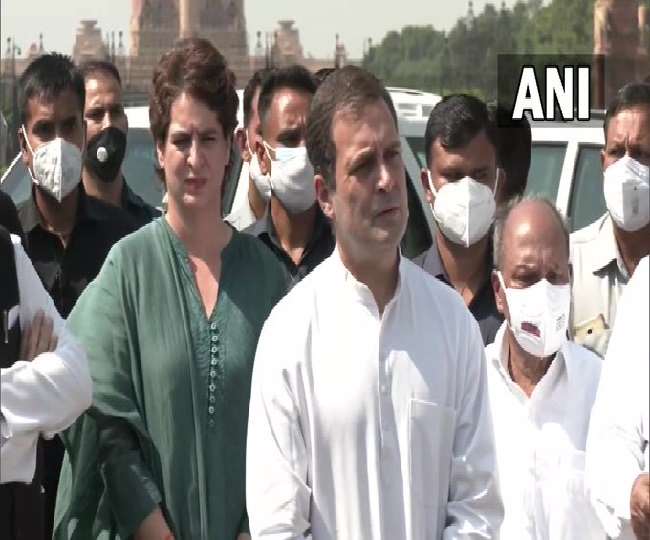 लखीमपुर हिंसा मामले पर राष्ट्रपति कोविन्द से मिला कांग्रेस का प्रतिनिधिमंडल (फोटो: ANI)