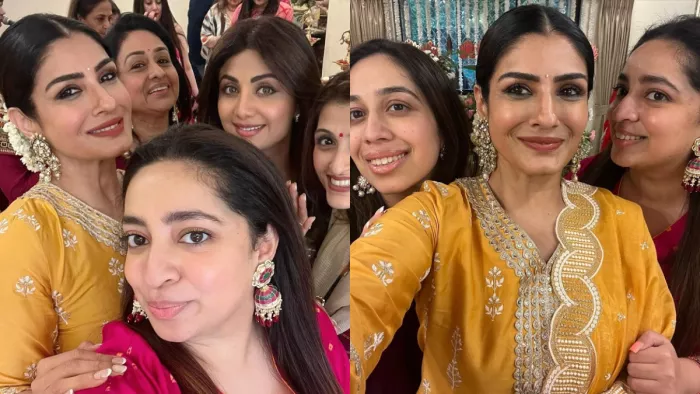Actress Karwa Chauth 2022: शिल्पा शेट्टी और रवीना टंडन की फोटोज वायरल हो गई है।