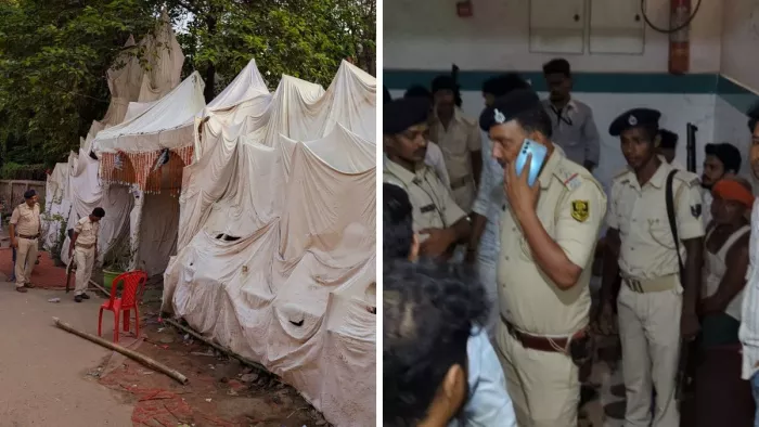 आरा में हथियारबंद बदमाशों में दुर्गा पूजा पंडाल के पास की ताबड़तोड़ फायरिंग