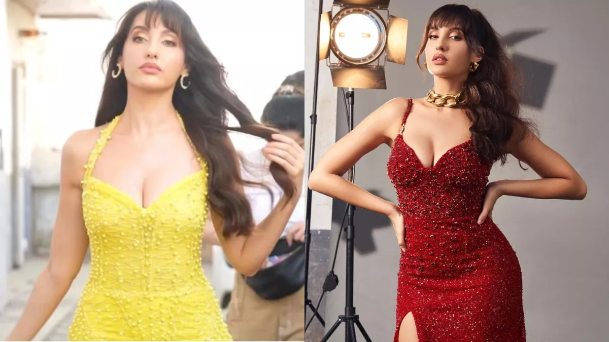 Nora Fatehi ने थाई हाई स्लिट गाउन में ढहाया कहर, हॉट वीडियो देख फैंस के  दिलों पर चली छुरियां - Nora Fatehi latest video in yellow Thigh high slit  gown fans reaction