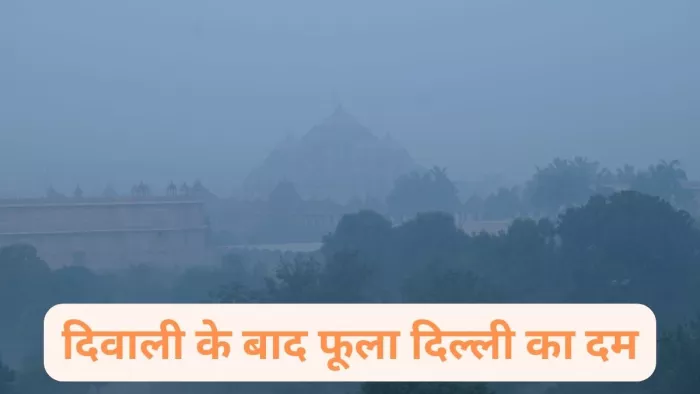 Delhi Pollution: दिवाली के बाद आसमान में छाई जहरीली धुंध की मोटी चादर।