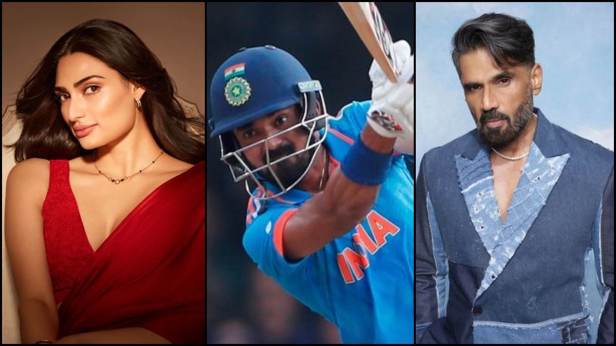 world cup 2023 india vs netherland match athiya shetty and suniel shetty reaction on kl rahul fastest century