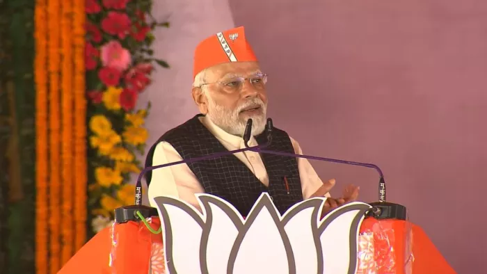 पीएम मोदी ने छत्तीसगढ़ के महासमुंद में चुनावी जनसभा को संबोधित किया।(फोटो सोर्स: एएनआई)