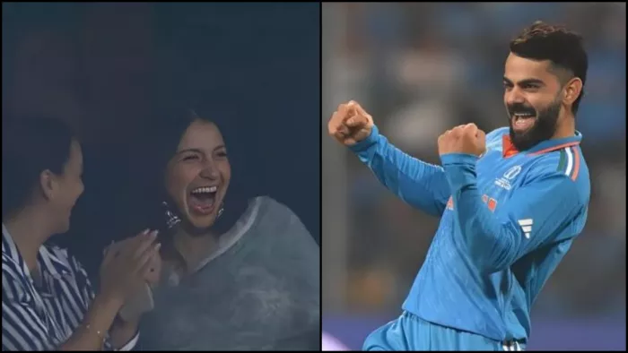 विराट कोहली के विकेट लेने से चहक उठीं अनुष्का शर्मा। (फोटो क्रेडिट- इंस्टाग्राम)