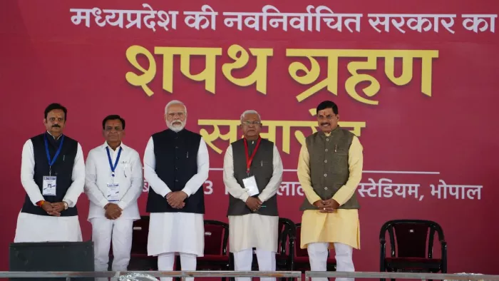 मोहन यादव ने मध्य प्रदेश के मुख्यमंत्री की शपथ ली। (फोटो- एएनआई)